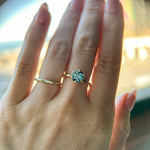 1.34ct Round Teal Montana Sapphire Scallop Cup Solitaire in 14k Yellow Gold