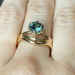 1.34ct Round Teal Montana Sapphire Scallop Cup Solitaire in 14k Yellow Gold