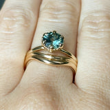 1.34ct Round Teal Montana Sapphire Scallop Cup Solitaire in 14k Yellow Gold