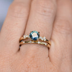 1.22ct Deep Teal Round Montana Sapphire and Diamond Starry Night Low Profile Solitaire in 14k Yellow Gold