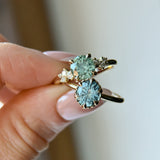 1.34ct Round Teal Montana Sapphire Scallop Cup Solitaire in 14k Yellow Gold
