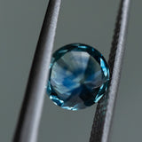 SET IN STOCK RING. 1.81CT ROUND PRECISION CUT MONTANA SAPPHIRE, MEDIUM TEAL BLUE, 7.2MM, EARLY ACCESS