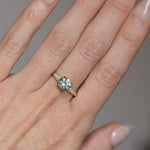 1.56ct Light Blue Green Montana Sapphire Four Prong Low Profile Milgrain and Diamond Ring in 14k Yellow Gold