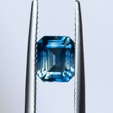 2.03CT EMERALD CUT MONTANA SAPPHIRE, BI-COLOR PARTI ROYAL BLUE WHITE, 6.90X5.68X4.73MM,EARLY ACCESS