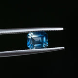 2.03CT EMERALD CUT MONTANA SAPPHIRE, BI-COLOR PARTI ROYAL BLUE WHITE, 6.90X5.68X4.73MM,EARLY ACCESS