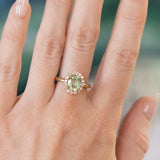 1.99ct "Old Mine Cushion" cut Silky Light Green Montana Sapphire Antique-Style Diamond Halo Ring in 14k Yellow Gold