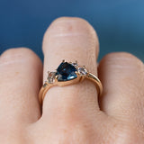 1.54ct Trillion Ocean Blue Montana Sapphire and Natural Diamond Mountainscape Ring in 14k Yellow Gold