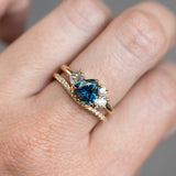 1.54ct Trillion Ocean Blue Montana Sapphire and Natural Diamond Mountainscape Ring in 14k Yellow Gold