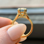 3.62ct Untreated Emerald Cut Montana Sapphire and Diamond Vintage Cathedral Double Prong Ring in 18k Yellow Gold