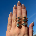 3.62ct Untreated Emerald Cut Montana Sapphire and Diamond Vintage Cathedral Double Prong Ring in 18k Yellow Gold