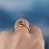 1.29ct Blue Montana Sapphire and Diamond Asymmetrical Cluster Ring in 14k Yellow Gold with Evergreen finish