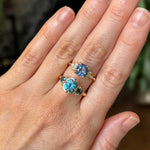 2.36ct Fancy Cushion Cut Montana Sapphire and Australian Sapphire Antique Compass Set Low Profile Ring in 18k Yellow Gold