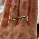 1.46ct Round Parti Green and Teal Montana Sapphire and French Set Diamond Solitaire in 14K Yellow Gold