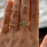 1.46ct Round Parti Green and Teal Montana Sapphire and French Set Diamond Solitaire in 14K Yellow Gold