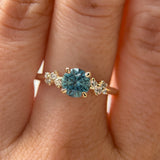 1.06ct Round Blue Montana Sapphire and Diamond Starry Night Low Profile Solitaire in 14k Yellow Gold