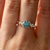 1.06ct Round Blue Montana Sapphire and Diamond Starry Night Low Profile Solitaire in 14k Yellow Gold