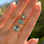 3.34ct  Untreated Pear Montana Sapphire and Diamond Asymmetrical Cluster Ring in 18k Yellow Gold