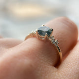 1.06ct Round Blue Montana Sapphire and Diamond Starry Night Low Profile Solitaire in 14k Yellow Gold
