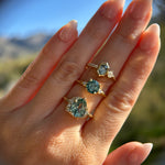 3.34ct  Untreated Pear Montana Sapphire and Diamond Asymmetrical Cluster Ring in 18k Yellow Gold