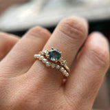 1.06ct Round Blue Montana Sapphire and Diamond Starry Night Low Profile Solitaire in 14k Yellow Gold