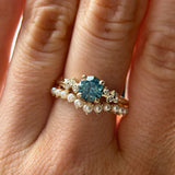 1.06ct Round Blue Montana Sapphire and Diamond Starry Night Low Profile Solitaire in 14k Yellow Gold