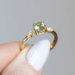 1.02ct Parti Green Yellow Montana Sapphire and Diamond Starry Night Low Profile Solitaire in 14k Yellow Gold