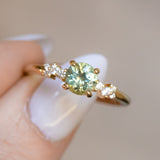 1.02ct Parti Green Yellow Montana Sapphire and Diamond Starry Night Low Profile Solitaire in 14k Yellow Gold