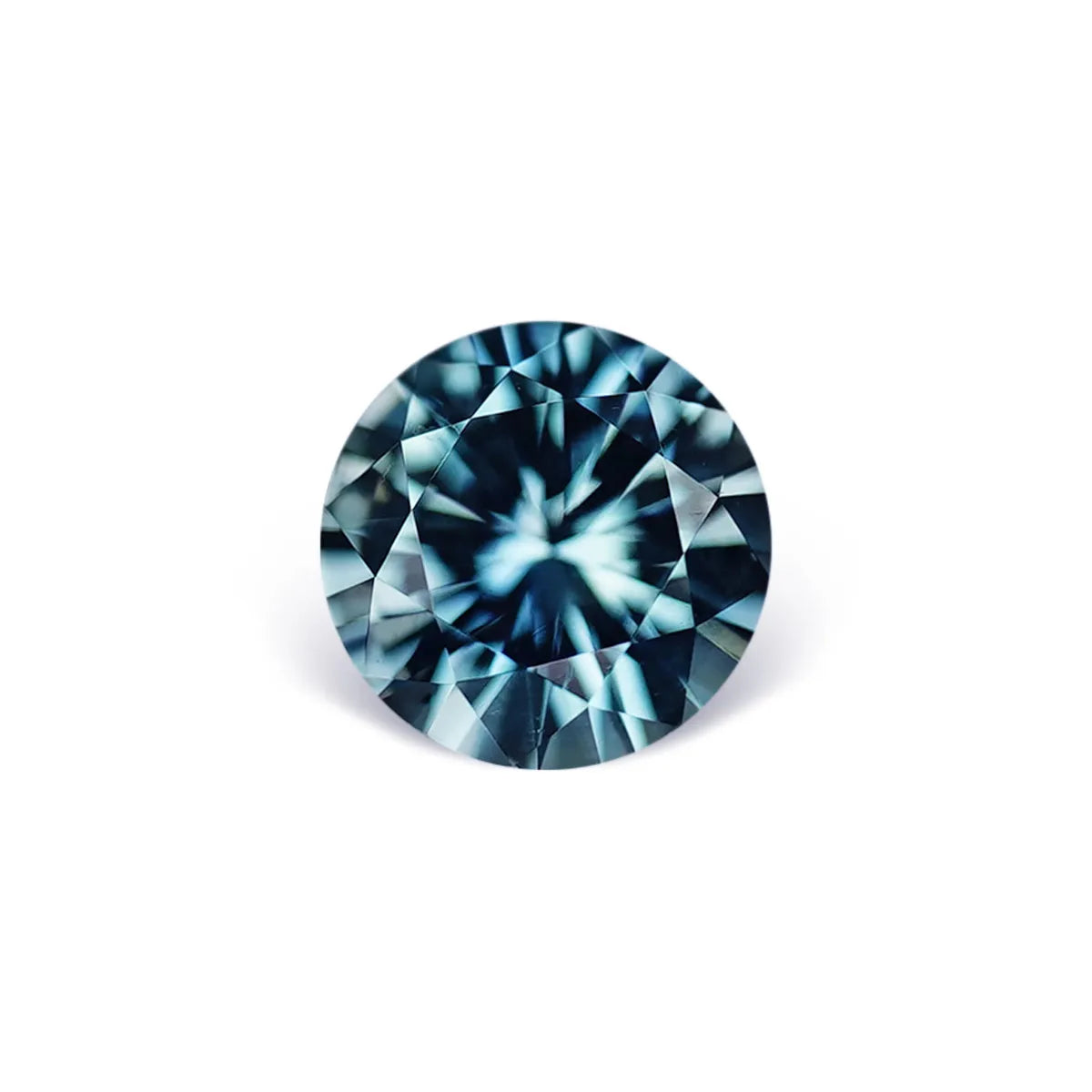 1.04CT PRECISION CUT ROUND BRILLIANT MONTANA SAPPHIRE, TEAL BLUE GREEN, 5.9MM