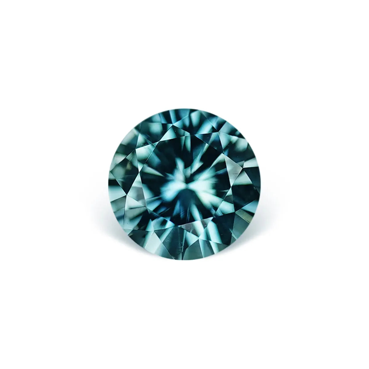 1.04CT PRECISION CUT ROUND BRILLIANT MONTANA SAPPHIRE, TEAL BLUE GREEN, 5.9MM
