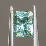 1.20ct Radiant Cut Seafoam Montana Sapphire Split Shank Bezel Ring with Milgrain in 14k Yellow Gold