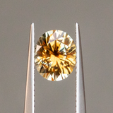 2.35ct Parti Montana Sapphire Orange White Champagne Low Profile Six Prong Split Shank Solitaire in 14k Yellow Gold