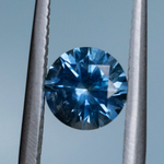 1.19ct Ocean Blue Precision Cut Montana Sapphire and Princess Cut Diamond Rapids Low Profile Ring in 14k Yellow Gold