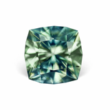 1.85CT FANCY SQUARE CUSHION PRECISION CUT MONTANA SAPPHIRE, PARTI GREEN AND YELLOW, 6.6MM