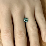 1.85CT FANCY SQUARE CUSHION PRECISION CUT MONTANA SAPPHIRE, PARTI GREEN AND YELLOW, 6.6MM