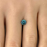 1.07CT PRECISION CUT ROUND BRILLIANT MONTANA SAPPHIRE, TEAL BLUE GREEN, 6MM