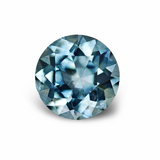 1.35CT ROUND PRECISION CUT MONTANA SAPPHIRE, LIGHT TEAL BLUE GREEN, 6.54x4.32MM