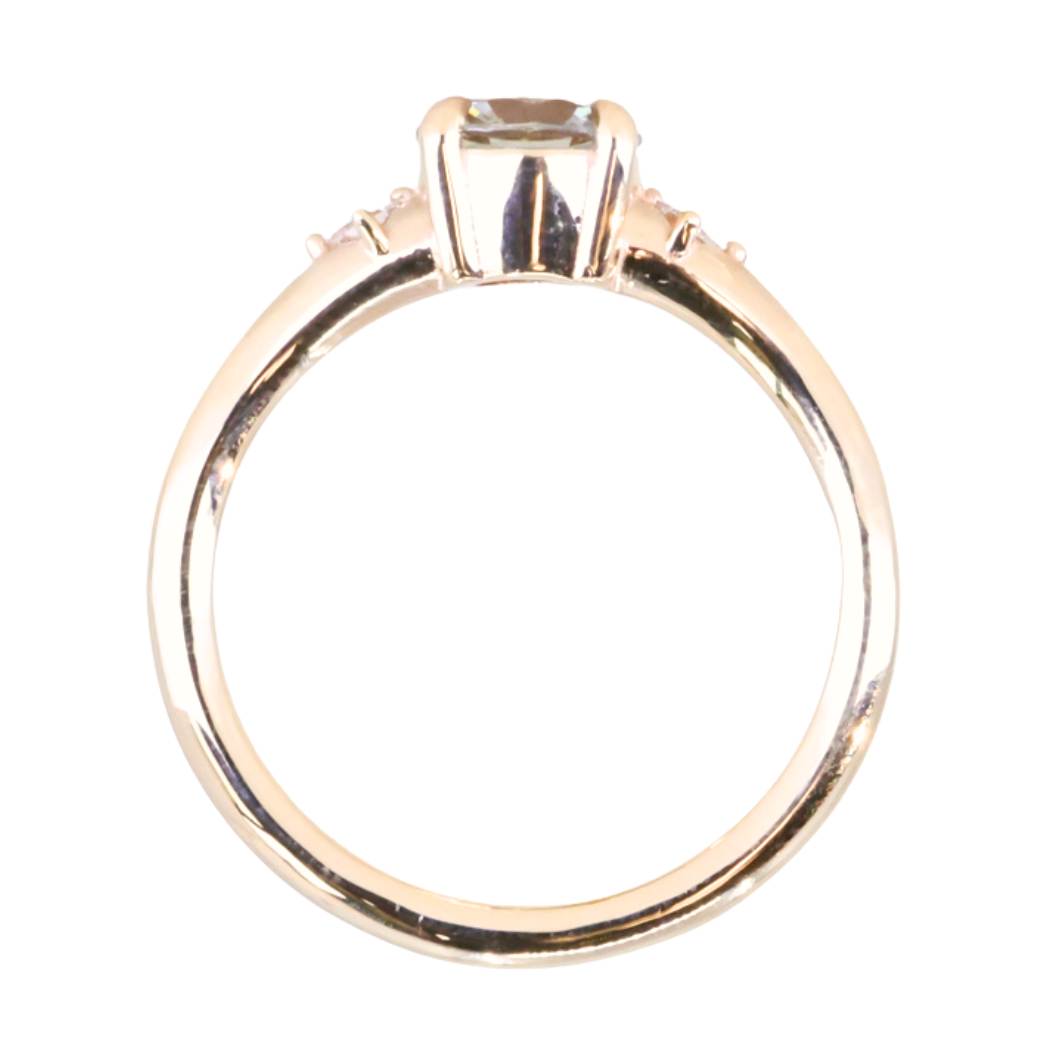 0.91ct Untreated Round White Montana Sapphire and Princess Cut Diamond Rapids Low Profile Ring in 14k Yellow Gold