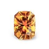 2.59CT PRECISION CUT RADIANT MONTANA SAPPHIRE, PARTI ORANGE YELLOW, 8.5X6.5MM