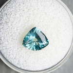 2.57ct Untreated Blue Wide Trillion Montana Sapphire and Antique Diamond Mountainscape Ring in 14k Yellow Gold