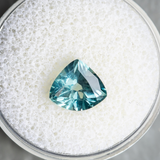 2.57ct Untreated Blue Wide Trillion Montana Sapphire and Antique Diamond Mountainscape Ring in 14k Yellow Gold