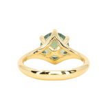 3.01ct Round GIA Teal Montana Sapphire Low Profile Six Prong Split Shank Solitaire in 18k Yellow Gold