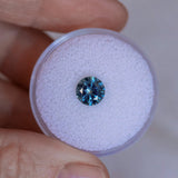1.40CT ROUND PRECISION CUT MONTANA SAPPHIRE, MEDIUM OCEAN BLUE TEAL, 6.6X4.3MM