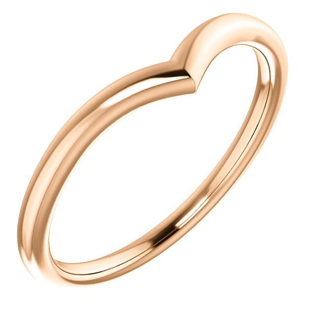 V Contour Wedding Band - Women's Plain V Shaped Curved Wedding Band in rose gold