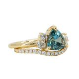 2.13ct Trillion Montana Sapphire Low Profile Antique Diamond Cluster Ring Set in 18K Yellow Gold