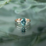 2.50ct Teal Montana Sapphire Solitaire with Tapered Diamonds in 14k Rose Gold