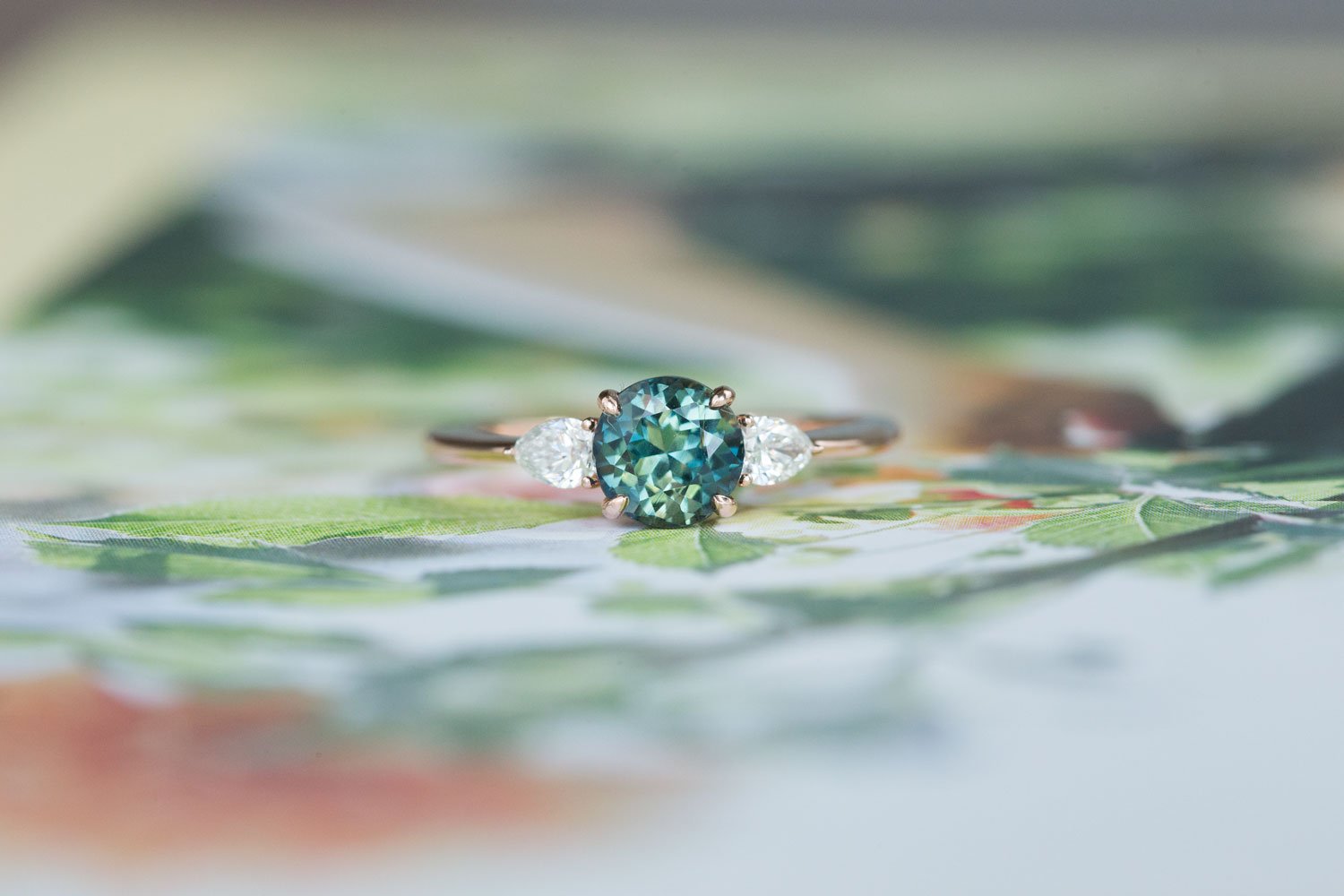 Three Stone Ring with Pear Side Stones- Setting