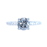 4 Prong Solitaire with French Set Diamond Band, Stackable - Setting