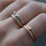 Gold Dewdrop Stacking Rings - Hand Carved Dainty Stacking Rings in Recycled Gold by Anueva Jewelry