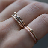 Gold Dewdrop Stacking Rings - Hand Carved Dainty Stacking Rings in Recycled Gold by Anueva Jewelry