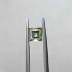 0.75CT SQUARE BRILLIANT PARTI BLUE ORANGE YELLOW MONTANA SAPPHIRE, 4.6MM, UNTREATED